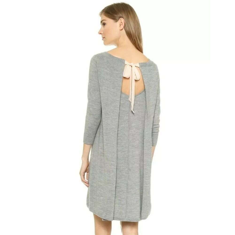 Club Monaco Women's 3/4 Sleeve Wool Bria Knit Sweater Dress Size M Gray Pink NWT